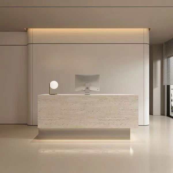 Stone Rectangle Reception Desk